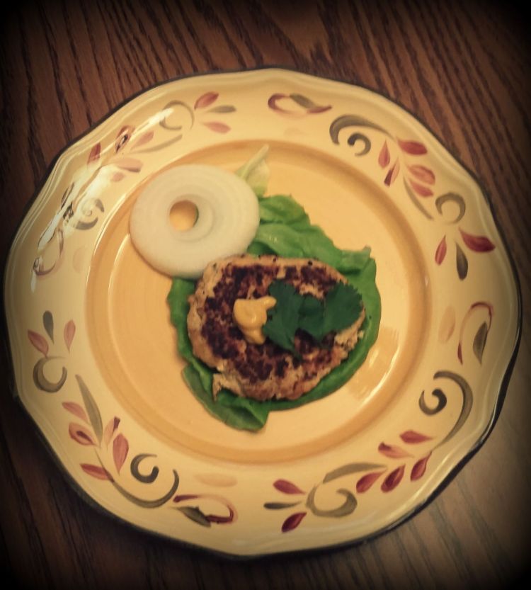 My cooked salmon burger